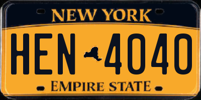 NY license plate HEN4040