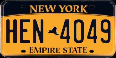 NY license plate HEN4049