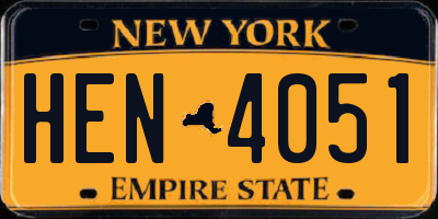 NY license plate HEN4051