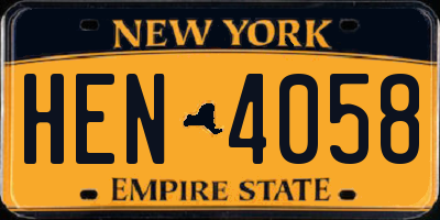 NY license plate HEN4058