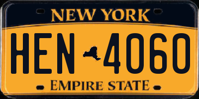 NY license plate HEN4060