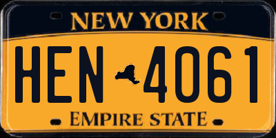 NY license plate HEN4061