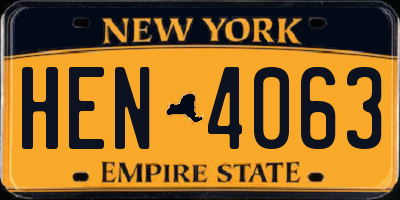 NY license plate HEN4063