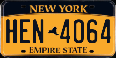 NY license plate HEN4064