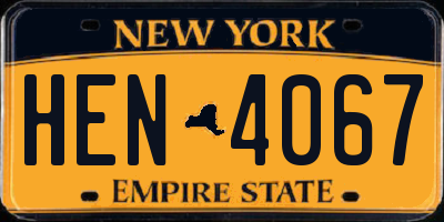 NY license plate HEN4067
