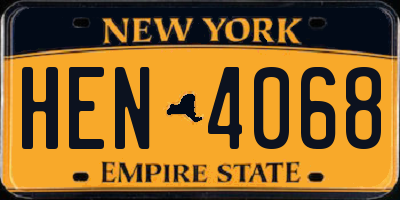 NY license plate HEN4068