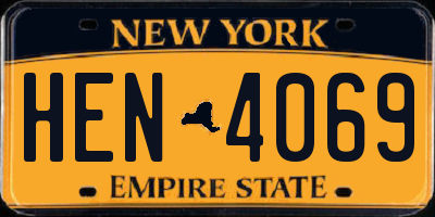 NY license plate HEN4069