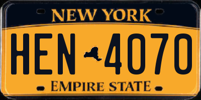 NY license plate HEN4070