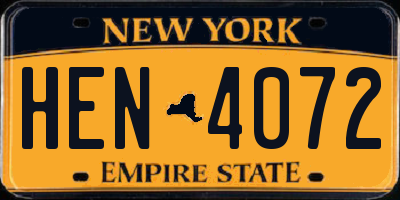 NY license plate HEN4072