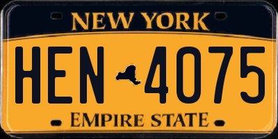NY license plate HEN4075