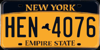 NY license plate HEN4076