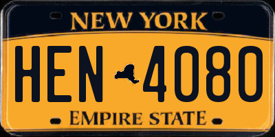 NY license plate HEN4080