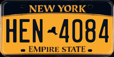 NY license plate HEN4084