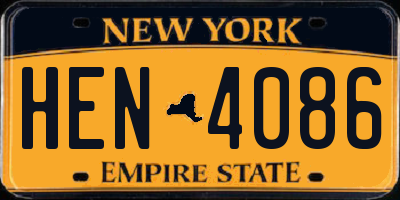 NY license plate HEN4086