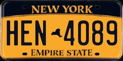 NY license plate HEN4089