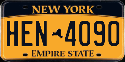 NY license plate HEN4090