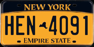 NY license plate HEN4091