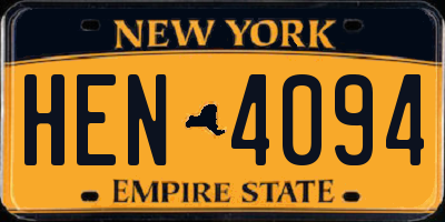NY license plate HEN4094