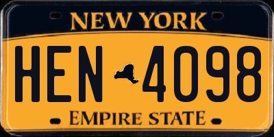 NY license plate HEN4098