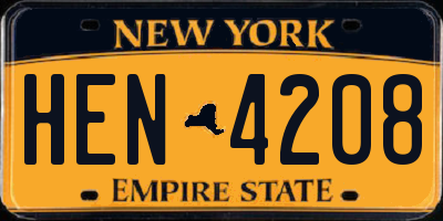 NY license plate HEN4208