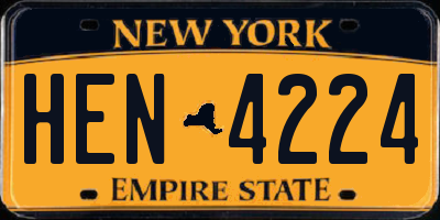 NY license plate HEN4224