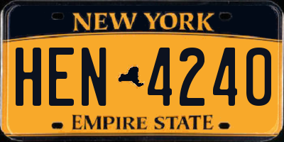 NY license plate HEN4240