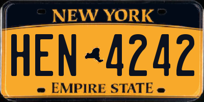 NY license plate HEN4242