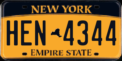 NY license plate HEN4344