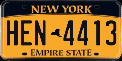 NY license plate HEN4413