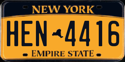 NY license plate HEN4416
