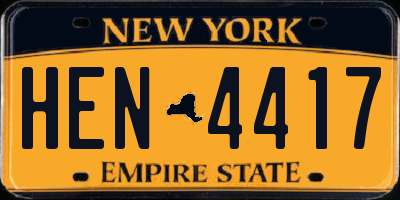 NY license plate HEN4417