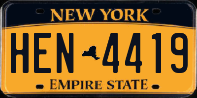 NY license plate HEN4419