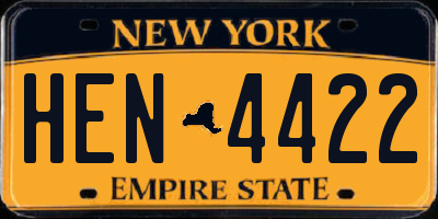 NY license plate HEN4422
