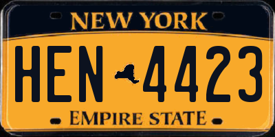 NY license plate HEN4423