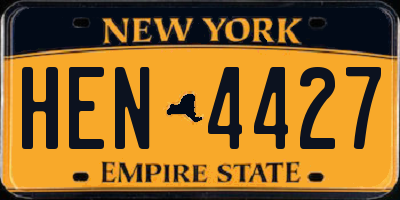 NY license plate HEN4427