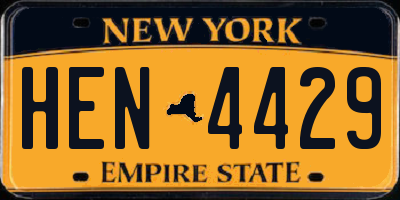 NY license plate HEN4429
