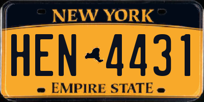 NY license plate HEN4431