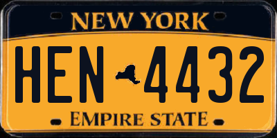 NY license plate HEN4432