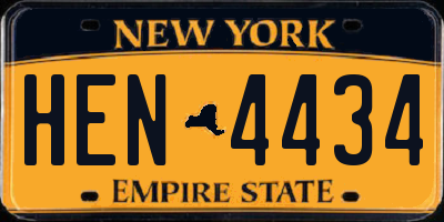 NY license plate HEN4434