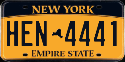NY license plate HEN4441