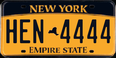 NY license plate HEN4444