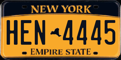 NY license plate HEN4445