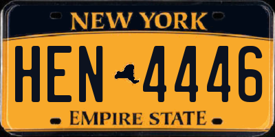 NY license plate HEN4446
