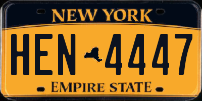 NY license plate HEN4447
