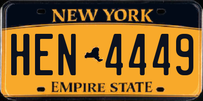 NY license plate HEN4449
