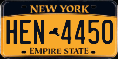 NY license plate HEN4450