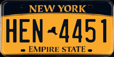 NY license plate HEN4451