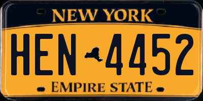 NY license plate HEN4452