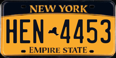 NY license plate HEN4453