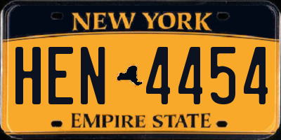 NY license plate HEN4454